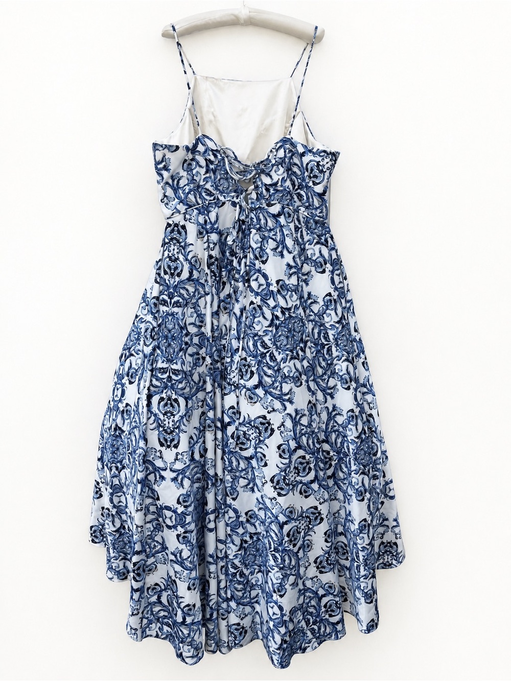 Stacy Adams Blue and White Floral Midi Dress 12 prom dinner occasions pocket - Picture 7 of 12